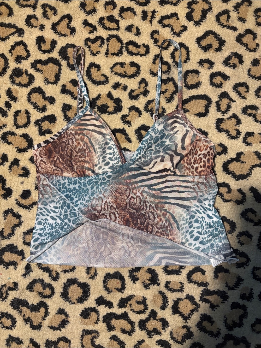 Animal print mesh tank